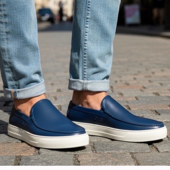 SALVATORE FERRAGAMO BLUE FURY 2.0 RUBBER SLIP ON SNEAKER BOAT SHOE - Picture 1 of 15